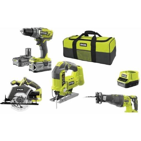 Ryobi One+ RCK184C-242S pack verde con 4 herramientas