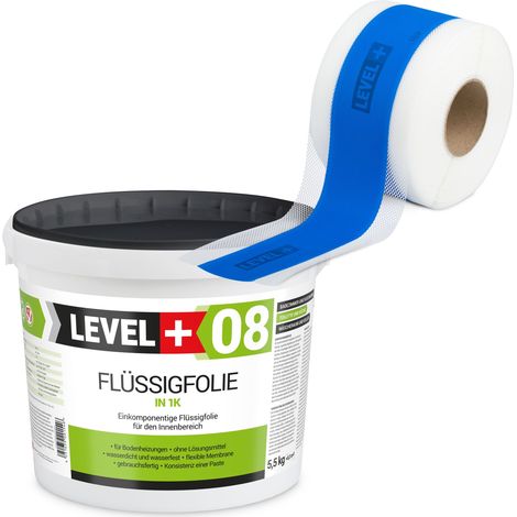 LEVEL+ Dichtset für Duschabdichtung Bad Dichtband Flüssigfolie 5,5kg SET298 (1/4)