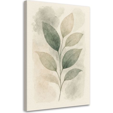 Quadro su tela, Foglie Acquerello Beige Verde naturale - 40x60 (1/3)