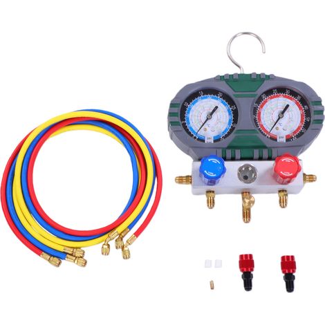 Kit de manomètres pour climatisation (500 PSI/800 PSI), double manomètre, tuyau de 1,5 m, kit de charge pour systèmes R600, R290, R410A et R32 (1/5)