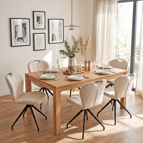 Lot de 4 chaises pivotantes de salle à manger LISA/ Beige/ (1/5)