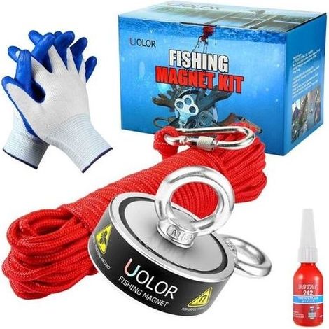 Magnet of Fishing Double Faces Super Powerful, Combined 300Kg Extremely Tension Kit of Fishing Magnet Neodymium with 20M Rope, Carabiner, Gloves, Freinfilet for Fishing TO the magnet (1/5)