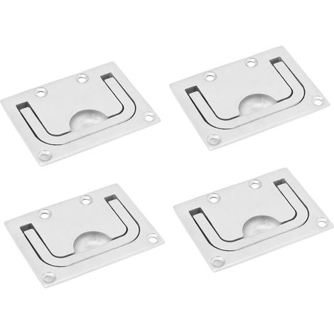 Lot de 4 poignées encastrées en acier inoxydable 316, anneau de tirage carré pour meubles, fenêtres et bateaux (1/5)