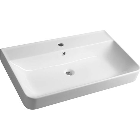 Sapho Gali - Lavabo 80x48 cm, con troppopieno, foro per miscelatore, bianco TU0174
