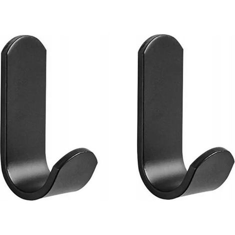Percha autoadhesiva para baño, 2 unidades, color negro, 17 mm