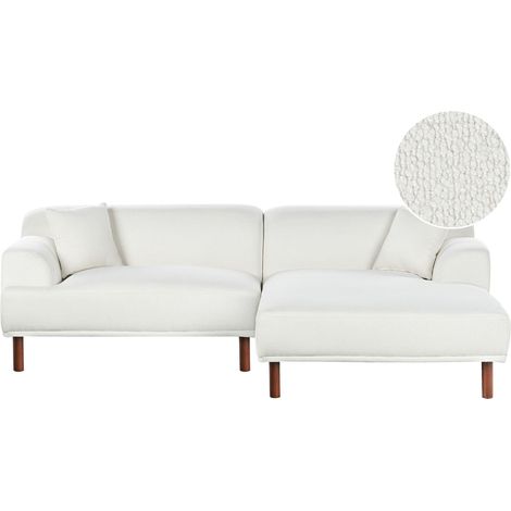 Corner Sofa 3 Seater HOLT Boucle White Left Hand