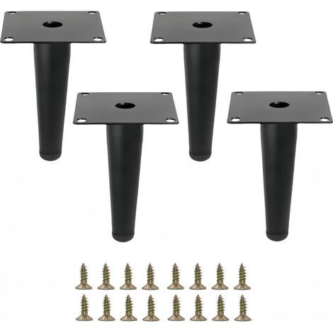 Patas de muebles de metal negro, patas rectas robustas, patas de repuesto modernas para armario, sofá, silla, juego de 4 (negro, 10,2 cm) (1/4)