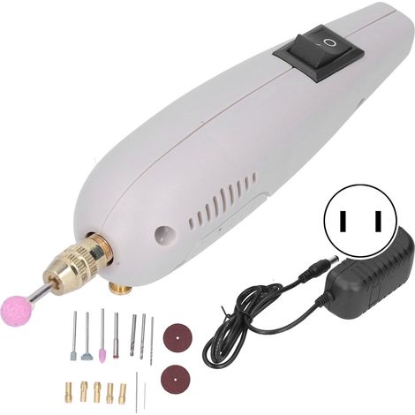 Lot de 18 mini meuleuses électriques, kit perceuse miniature graveur pour verre et céramique, AC 100-240V, prise P-500-1AUS. (1/5)