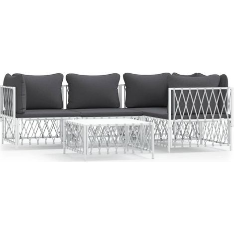Maison Exclusive - Set Salotto da Giardino 5 pz con Cuscini in Acciaio Bianco (1/5)