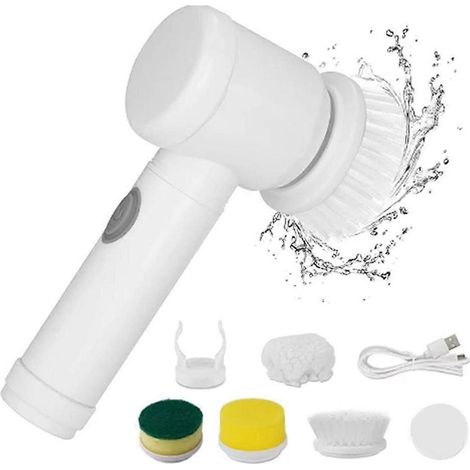 Elektrische Reinigungsbürste für Badewanne, Boden, Fliesen, Fenster, Waschbecken (weiß) (1/5)