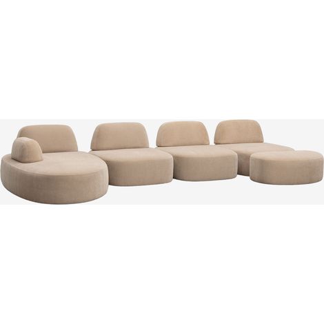 Sofá modular chaise longue izquierdo de 4 piezas y puff tapizado Giorgia SKLUM (1/5)