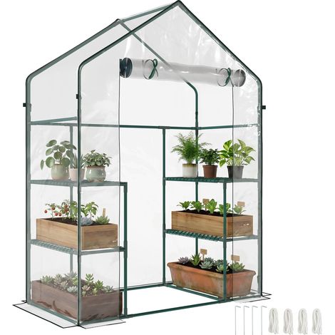 Serre de jardin en PE étanche et résistante aux UV avec accessoires de montage, 142 x 73 x 195 cm, verte