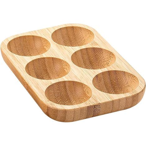 1 - Porte-œufs - Récipient à œufs - Organisateur de rangement double rangée en bois pour réfrigérateur et cuisine - Naturel - 15x9,9cm (1/5)