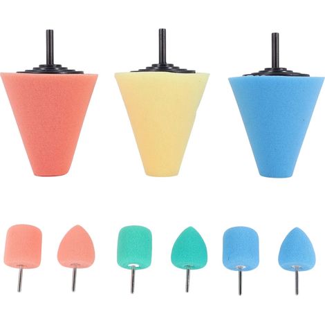 9 pcs Éponge de polissage en métal, Épais, Jaune, pour moyeux de roue de voiture, bateau et moto, Compatible avec perceuse et ponceuse (1/5)