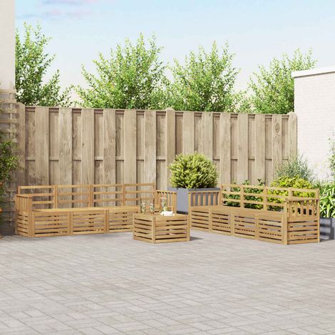 vidaXL Outdoor Sofa Set 9 pcs White Solid Acacia Wood (1/5)