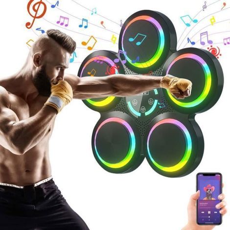 Machine de boxe musicale Bluetooth avec 9 niveaux de vitesse et 9 modes d’entraînement, pour un exercice ludique à la maison (1/4)