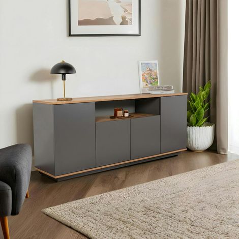 Buffet salle à manger moderne gris avec niche centrale MARFA (1/5)