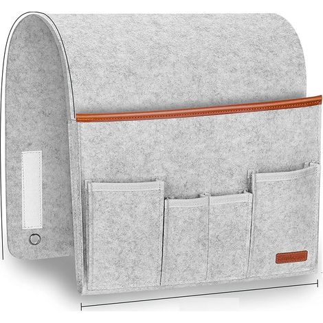 Organisateur d'accoudoir de canapé, housse de protection pour fauteuil, sac de rangement antidérapant pour télécommande, magazines, iPad, téléphone, lunettes (gris) (1/5)