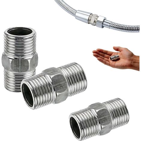 3 Pièces Mamelon Hexagonal Mâle 1/2 Pouce X 1/2 Pouce en Acier Inoxydable Raccord De Tuyau Fileté Double Mâle pour Connexion Tuyauterie Eau Douche (1/5)
