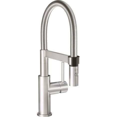 VILLEROY & BOCH Küchenarmatur Steel Expert Compact, Hochdruck-Armatur, Umschaltfunktion, wassersparend, Edelstahl massiv (1/5)