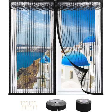 Moustiquaire Fenêtre Magnétique, 120x120cm Auto-AdhéSif en Maille anti Moustique Fenetre, Automatiquementfermé, pour La Plupart des Fenêtres - Noir (1/5)