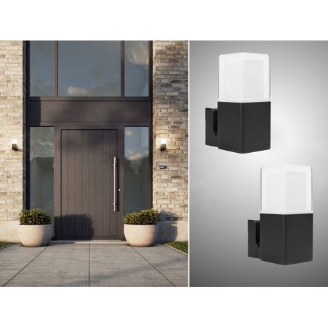 LED Außenwandleuchten 2er SET eckig Aluminium Schwarz Up Light, 20x14cm (1/5)