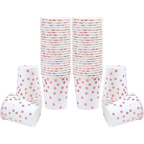 Gobelet En Papier - 50 Pièces - Doré Métallisé - 355 ml - Pour Fêtes D'anniversaire Enfants Adultes Mariage Baby Shower Enterrement De Vie De Jeune Fille