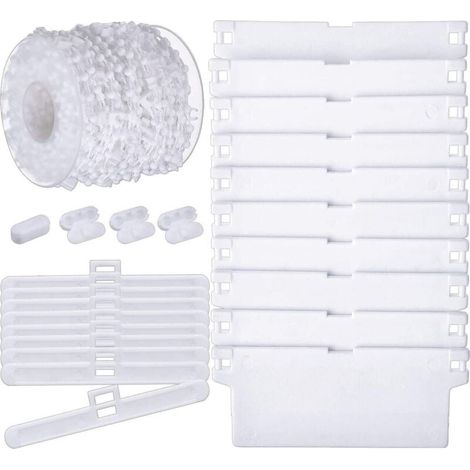 35Pcs 3,5pouces / 89mm Store Vertical Accessoires, 10 M Chaîne Inférieure Et 10 Pièces Connecteur De Chaîne, 12 Pièces Cintres Supérieurs, 12 Pièces Lattes De Poids Inférieurs (1/4)