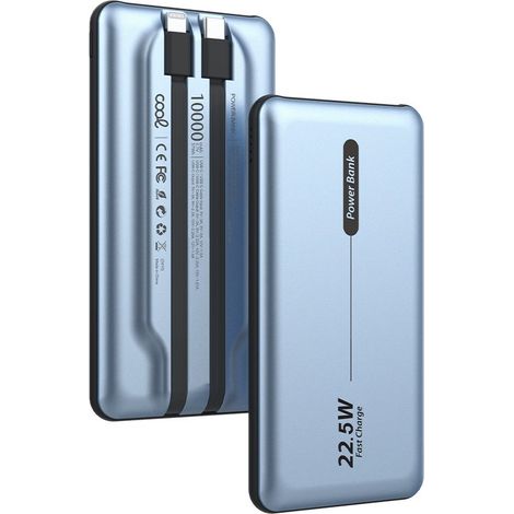 Batería Externa Universal Power Bank 10.000 mAh PD 22.5W (2 cables) Azul