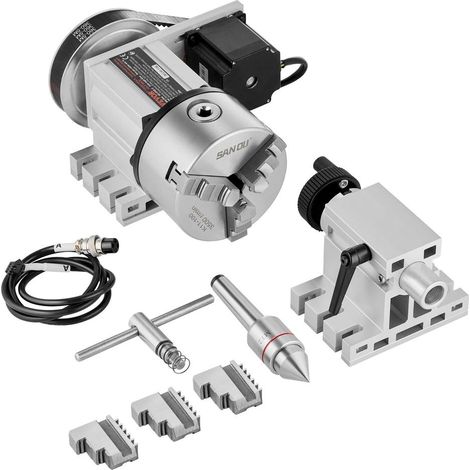 Pour Fraiseuse CNC Tête de Division 4e Axe Usinage 3D Mandrin K11-100mm Rapport 6:1 Hauteur 65mm Contre-Pointe MT2 (1/5)