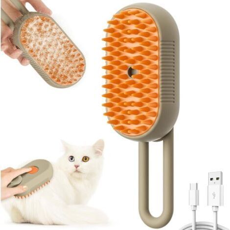 Cepillo de vapor 3 en 1 para perros y gatos, cepillo de aseo multifuncional con depósito de agua, cepillo de vapor para gatos y perros para desenredar nudos y pelo suelto de mascotas.
