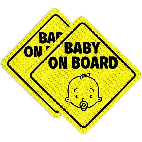 Bébé à Bord Signe, 4pcs Autocollant Avertissement de Sécurité"bébé à bord" pour Voiture, Amovible, Étanche, Réfléchissant la Nuit (12.5cm)
