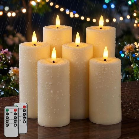 Bougie LED Extérieur IP65 Étanche(13,5/15/18cm x 5,5cm, Lot De 6) (1/5)