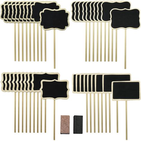 Lot de 40 mini ardoises en bois 8,5 x 6,2 cm, buffet et étiquettes alimentaires (1/5)