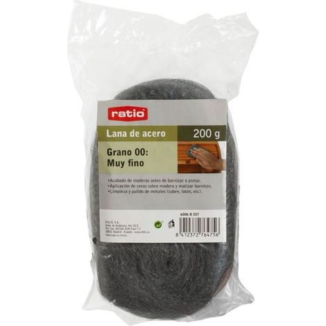 Laine d´acier RATIO 2x200 gr - talla Lana acero medio. 2 madejas 200 gr