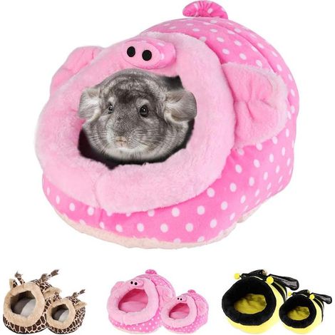 Lit douillet pour cochon d'Inde - Ultra-doux avec coussin amovible pour chinchillas et autres animaux de compagnie (1/4)