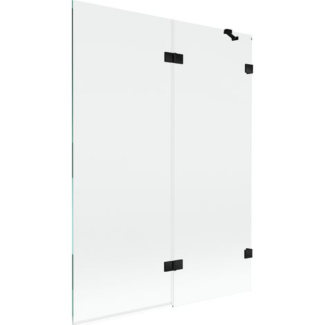 Mexen Lunar pantalla de bañera 2 alas derecha 130 x 150 cm, transparente, negro - 897-130-100-70-00-P (1/5)