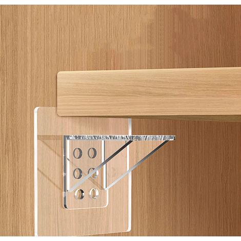 Lot de 12 Chevilles de Supports D'étagères Autocollants,V3.0-7 x 7cm Transparent en Forme de L Supports Muraux,Crochets Adhésifs Taquets pour Étagères,Penderies,Meubles,Bibliothèques,Armoires (1/5)