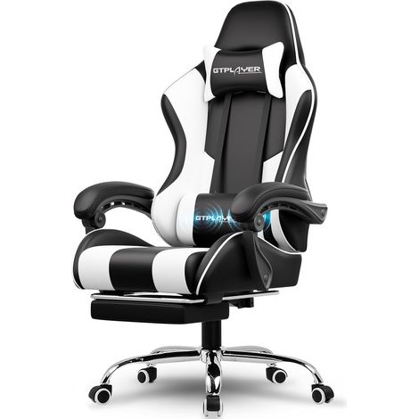GTPLAYER Sedia Gaming Sedia da ufficio Sedia Gamer Music con altoparlante Bluetooth, design ergonomico (bianco) (1/5)