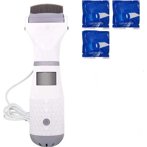Pettine elettrico antipulci con tre filtri, filtro elettrico per peli di animali domestici, strumento professionale per la rimozione delle pulci.