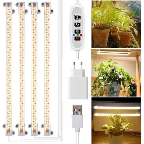 Lampe de croissance pour plantes d'intérieur, 3 modes, 10 niveaux de luminosité, minuterie automatique, intensité lumineuse réglable (1/5)