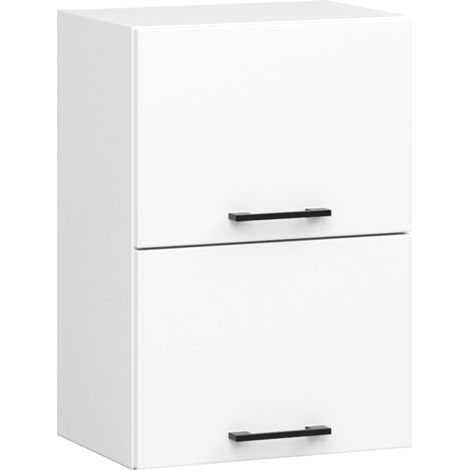 Akord – Armoire murale haute 58x40x30 cm – 2 portes battantes blanches – 2 étagères en panneau stratifié – Ouverture confortable (1/3)