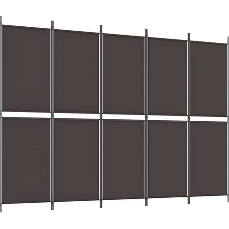 5-Panel Room Divider Brown 250x180 cm Fabric vidaXL