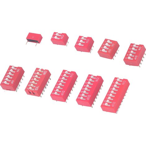 Packung mit 45 verschiedenen 2,54-mm-DIP-Schaltern, 1-9 Positionen, EIN/AUS, für Steckplatinen und elektronische Schaltungen (1/5)