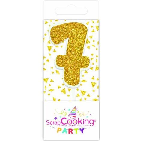 Bougie - SCRAP COOKING PARTY - 7" dorée - Décoration de fête - Intérieur - Anniversaire