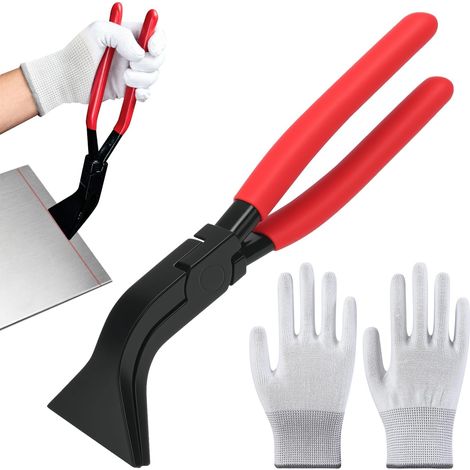 45°-Biegezange, Blechbiegezange, 60 mm Breite mit rutschfestem Griff, Werkzeug für Blechbearbeiter mit Nylonhandschuhen, Anfaswerkzeug für Dachdecker, Maler und Werkstätten