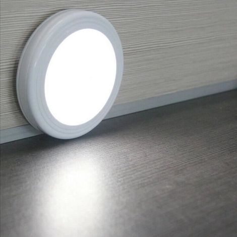 (Weiß) Tbest Treppen-Nachtlicht, rundes Nachtlicht mit automatischem Infrarot-Bewegungssensor, 6 LED-Treppenlicht (Weiß) (1/4)
