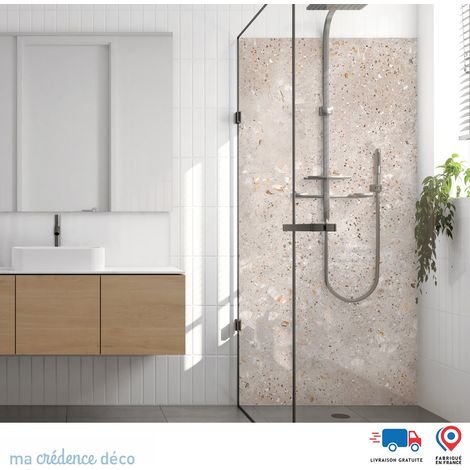 Panneau de douche : Terrazzo di Baggio - Couleur Beige orange - Alu composite - 90 - 245 (1/3)