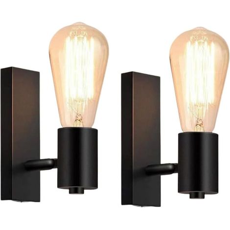 Lots de 2 Applique Murale Industrielle Spot Mural Design Rétro E27 Luminaire Vintage 360° Orientable Lampe Murale Métal Eclairage Intérieur pour Escalier Couloir salon(sans ampoule) (1/5)
