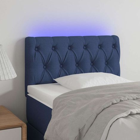 vidaXL Cabecero con LED de tela azul 80x7x78/88 cm (1/5)